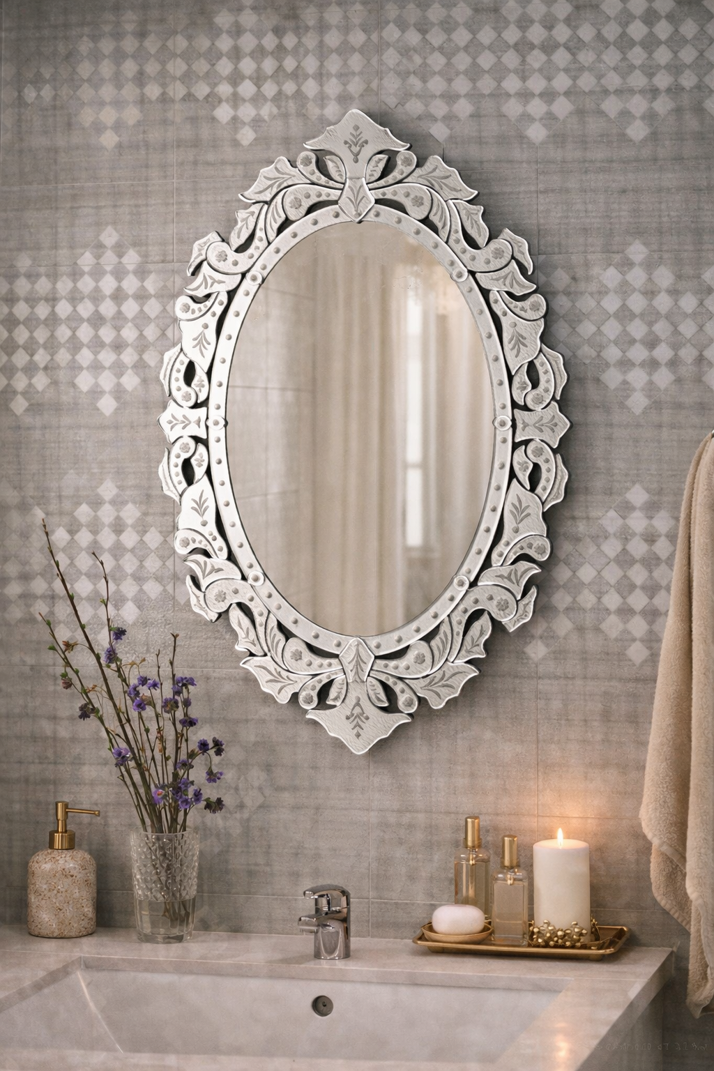 Lush Leaf Oval Mirror thumbnail